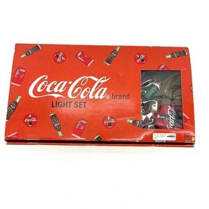 Vintage Coca-Cola Brand Light Set 10 Bottle and Disc String Lights 1993 Boxed